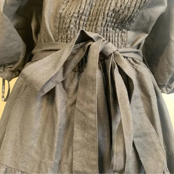 City Chic Linen Blend Off Shoulder Tiered Puff Sleeve Midi Dress - Picture 7 of 14